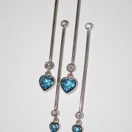 18ct Gold Diamond and Blue Topaz Earrings
